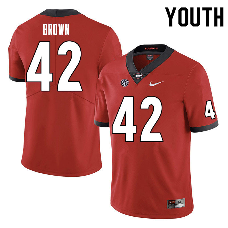Youth #42 Matthew Brown Georgia Bulldogs College Football Jerseys Sale-Red